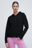 Bluzy damskie - EA7 Emporio Armani bluza damska kolor czarny z kapturem gładka - miniaturka - grafika 1