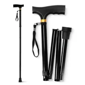 Kule i balkoniki - Składana laska ortopedyczna z drewnianą rączką 4FIZJO - miniaturka - grafika 1