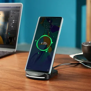 Ugreen bezprzewodowa ładowarka Qi 10 W podstawka stojak na telefon + kabel USB - USB Typ C czarny (60228 ED025) - Kable USB - miniaturka - grafika 3