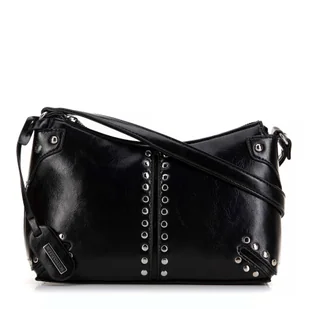 Damska torebka na ramię z nitami czarna - Torebki damskie Damska torebka na ramię z nitami czarna - Torebki damskie - miniaturka - grafika 1