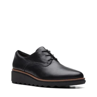 Clarks Sharon Rae [Black Leather] - Rozmiar 39.5 - Półbuty damskie - miniaturka - grafika 1