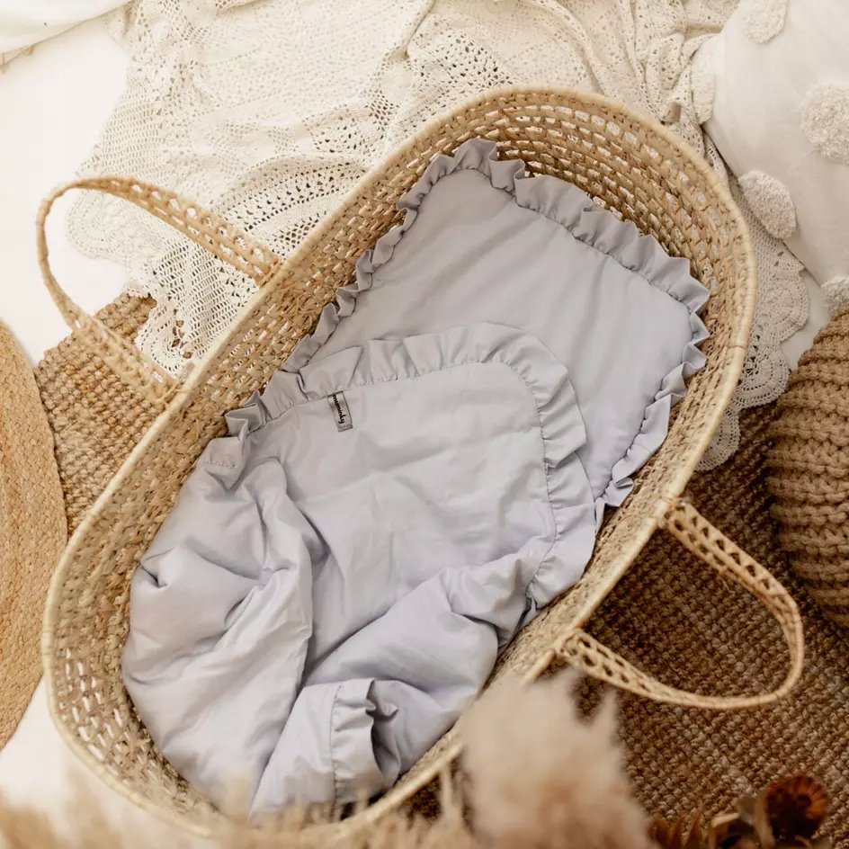 Pościel dla dzieci z falbanką bawełniana 100x135 szara