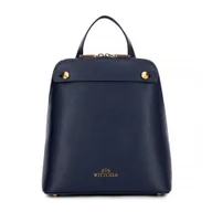 Torebki damskie - Damski plecak ze skóry trapezowy granatowy - miniaturka - grafika 1