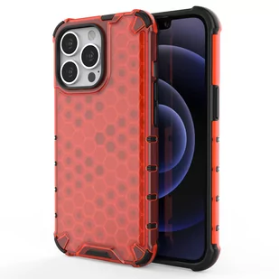 Honeycomb etui pancerny pokrowiec z żelową ramką iPhone 13 Pro czerwony - Etui i futerały do telefonów - miniaturka - grafika 1