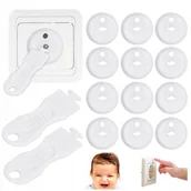 Zabezpieczenia dla dzieci - Zaślepki do kontaktów gniazdek ochronne zabezpieczenia 12szt z bolcem białe - miniaturka - grafika 1