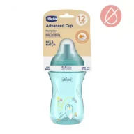 Kubki dla dzieci - Chicco Kubek niekapek ze slowką 266ml turkusowy 12m+ - miniaturka - grafika 1