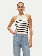 Koszulki i topy damskie - Vero Moda Top Saba 10306826 Beżowy Slim Fit - miniaturka - grafika 1