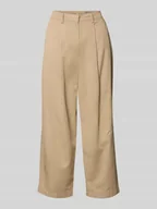 Spodnie damskie - Spodnie z mieszanki wiskozy i bawełny z tylnymi kieszeniami - miniaturka - grafika 1