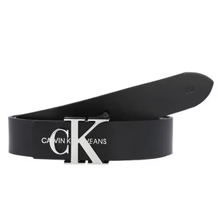 Paski - Calvin Klein Jeans Jeans Skórzany pasek black 80 cm - grafika 1