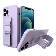 Etui i futerały do telefonów - Rope case żelowe etui ze smyczą łańcuszkiem torebka smycz iPhone 12 Pro Max fioletowy - miniaturka - grafika 1