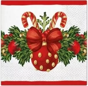 Serwetki Czerwona bombka 33x33cm 20szt - PAW - Folia, papier śniadaniowy, serwetki - miniaturka - grafika 1