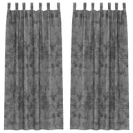 Zasłony - vidaXL Zasłona z zasłonami 2 pcs Szary 225 x 140 cm Aksamit - miniaturka - grafika 1
