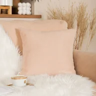 Poszewki na poduszki - Poszewka na poduszkę z tkaniny welurowej Milas, do salonu, sypialni, kolor nude, rozmiar 40x40 cm - miniaturka - grafika 1