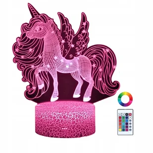 Lampka Nocna Biurkowa Dla Dzieci Unicorn Jednorożec Koń Podświetlany+Pilot - Lampy stojące - miniaturka - grafika 1