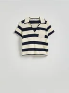Swetry damskie - Reserved - Bawełniana bluzka polo - wielobarwny - miniaturka - grafika 1