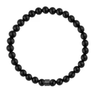 Bransolety męskie - Bransoletka męska czarne kulki turmalinu z czarnym charmsem. - miniaturka - grafika 1