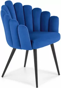 Krzesło tapicerowane velvet K410 granatowe, czarna metalowa podstawa - Krzesła - miniaturka - grafika 2