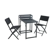 Meble ogrodowe - Zestaw mebli z kwietnikiem składany czarny - miniaturka - grafika 1