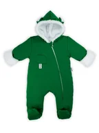 Pajacyki dla niemowląt - Niemowlęcy pajac z kapturem ocieplany luną zielony Nicol,r.62 - miniaturka - grafika 1