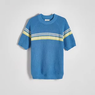Reserved - Sweter o strukturalnym splocie - Niebieski - Swetry męskie - miniaturka - grafika 1