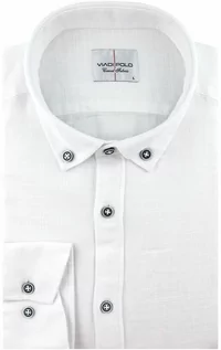 Koszule męskie - Viadi Polo Lniana Koszula Męska Codzienna Casual gładka biała z długim rękawem w kroju REGULAR Viadi Polo C001 Koszula C001 - grafika 1