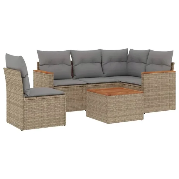 Zestaw wypoczynkowy rattan PE 6os. 62x62x69cm beżowa