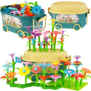 Klocki konstrukcyjne kwiaty budowanie ogródu duże kwiatki w kuferku ogród 139el - Klocki - miniaturka - grafika 1