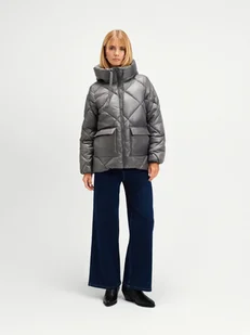 Pikowana szara kurtka - Kurtki damskie Pikowana szara kurtka - Kurtki damskie - miniaturka - grafika 1