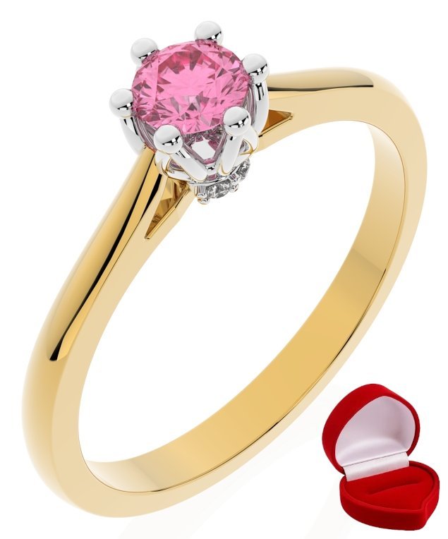 ZŁOTY PIERŚCIONEK ZARĘCZYNOWY 585 14k SZAFIR 0,19 ct + PUDEŁKO R13