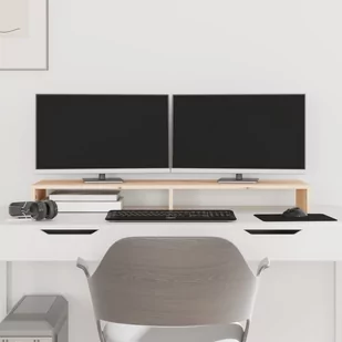 vidaXL Podstawka na monitor, 100x27x10 cm, lite drewno sosnowe - Akcesoria do monitorów - miniaturka - grafika 1