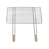 Ruszty - Ruszt grillowy 68 cm x 40 cm ze stali chromowanej z drewnianą rączką Floraland - miniaturka - grafika 1