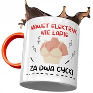 Kubki - Kubek Pomarańczowy Śmieszny Za Dwa Cycki Prezent z Nadrukiem ze Zdjęciem + Opakowanie na prezent (wzór 03) - miniaturka - grafika 1