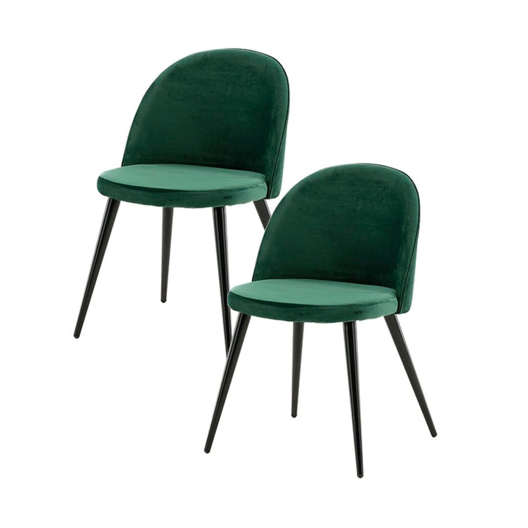 (Zestaw 2) Krzesło do jadalni Skagen welur zielony, czarny.