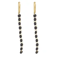 Kolczyki - Długie koczyki z czarnymi koralikami stal chirurgiczna - miniaturka - grafika 1