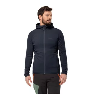 Męski polar Jack Wolfskin BAISELBERG HOODED FZ M night blue - L - Kurtki męskie - miniaturka - grafika 1