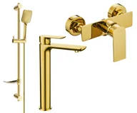 Zestawy baterii łazienkowych - Mexen Alfa DF62 zestaw prysznicowy, złoty - 745714DF62-50 - miniaturka - grafika 1