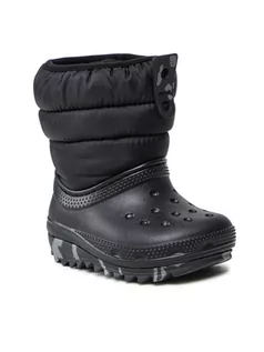 Buty dla dziewczynek - Crocs Śniegowce Classic Neo Puff Boot K 207275 Czarny - grafika 1