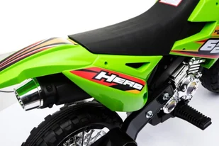 Motorek Cross dla dzieci Pojazd na akumulator Zielony + Pomocnicze kółka + Dźwięki LED - Tory, garaże, parkingi - miniaturka - grafika 20
