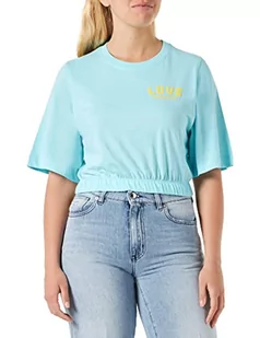 Love Moschino Damska koszulka Cropped Top, turkusowa, 38, turkusowy, 38 - Koszulki i topy damskie - miniaturka - grafika 1