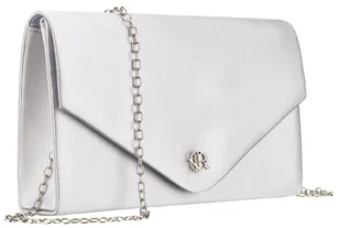 Wieczorowa torebka damska ROVICKY klasyczna kopertówka na łańcuszku mała elegancka brokatowa do ręki lub na ramię srebrna brokatowa - Torebki damskie - miniaturka - grafika 1