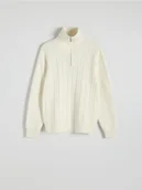 Swetry męskie - Reserved - Bawełniany sweter ze stójką - biały - miniaturka - grafika 1