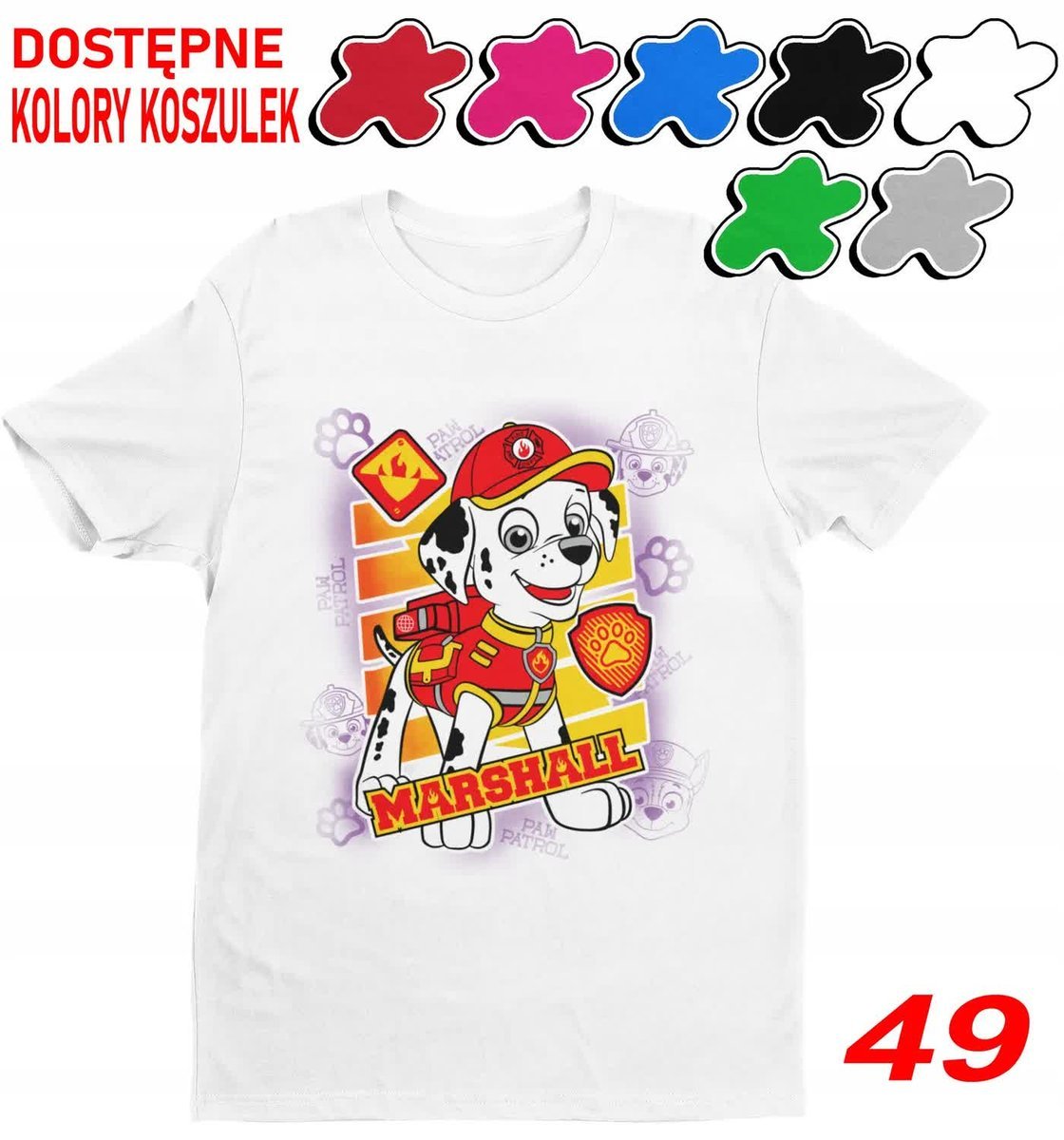 Dziecięca Koszulka Z Nadrukie.Duży Wybór Psi Patrol Marshall Pies L 146-152
