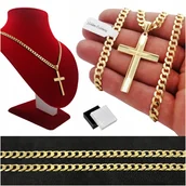 Łańcuszki - Męski Złoty Łańcuszek Pancerka+Krzyżyk Pr. 585+925 - miniaturka - grafika 1