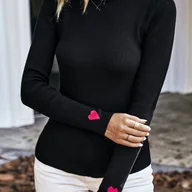 Swetry damskie - TEMU Sweter z Wysokim Kołnierzem dla Kobiet - Elastyczny, Czarny, Długie Rękawy do Warstwowania, Eleganckie Jesienne i Zimowe Bluzki, Sweter na Zimę, - miniaturka - grafika 1