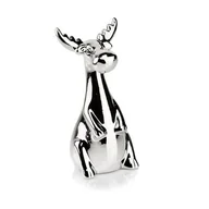 Ozdoby bożonarodzeniowe - Figurka ceramiczna Renifer 15 cm srebrny - miniaturka - grafika 1