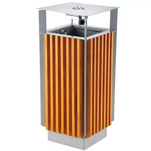 Kosz miejski z popielnicą i wyjmowanym wkładem metal + drewno 65L - Kosze na śmieci - miniaturka - grafika 1