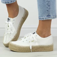Trampki damskie - Białe tenisówki damskie na platformie Lee Cooper 2410l - miniaturka - grafika 1