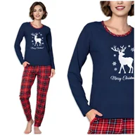 Piżamy damskie - ŚWIĄTECZNA PIŻAMA BAWEŁNIANA DAMSKA DŁUGI RĘKAW wygodna Kieszenie XXL - miniaturka - grafika 1