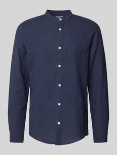 Koszula lniana o kroju slim fit ze stójką model ‘CAIDEN’ - Koszule męskie - miniaturka - grafika 1
