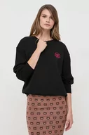 Bluzy damskie - Pinko bluza bawełniana damska kolor czarny gładka - miniaturka - grafika 1